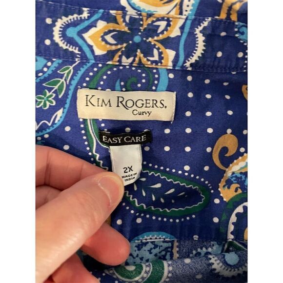 *3/$15 Kim Rogers Women's 2X Multicolor Paisley Long Sleeve Blouse - Picture 7 of 8